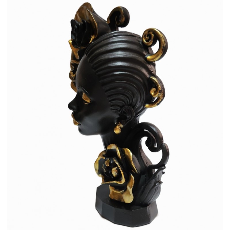 STATUETA DECORATIVA CHIP DE FEMEIE CU FLORI AURII 28 CM