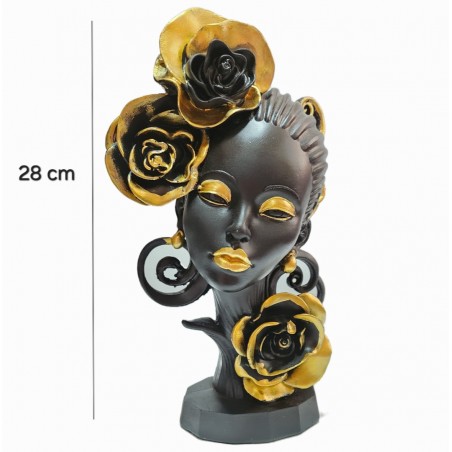 STATUETA DECORATIVA CHIP DE FEMEIE CU FLORI AURII 28 CM