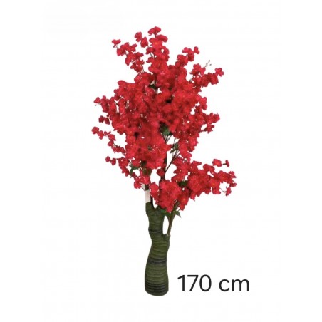 COPAC DECORATIV CU FLORI DE CIRES (SAKURA) ARTIFICIALE ROȘII, 170 CM