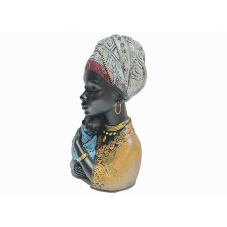 Statuetă decorativă mamă cu copil, stil african, 20 cm