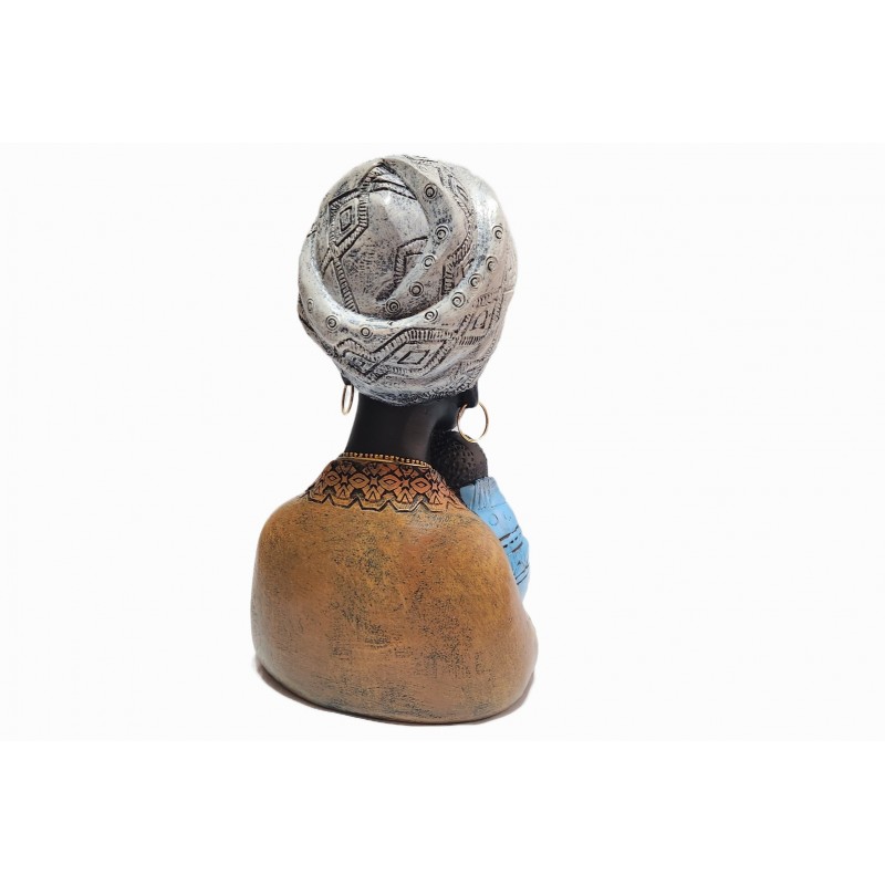 Statuetă decorativă mamă cu copil, stil african, 20 cm