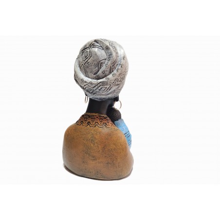 Statuetă decorativă mamă cu copil, stil african, 20 cm