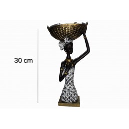 Statuetă decorativă femeie africană cu coș, 30 cm 2