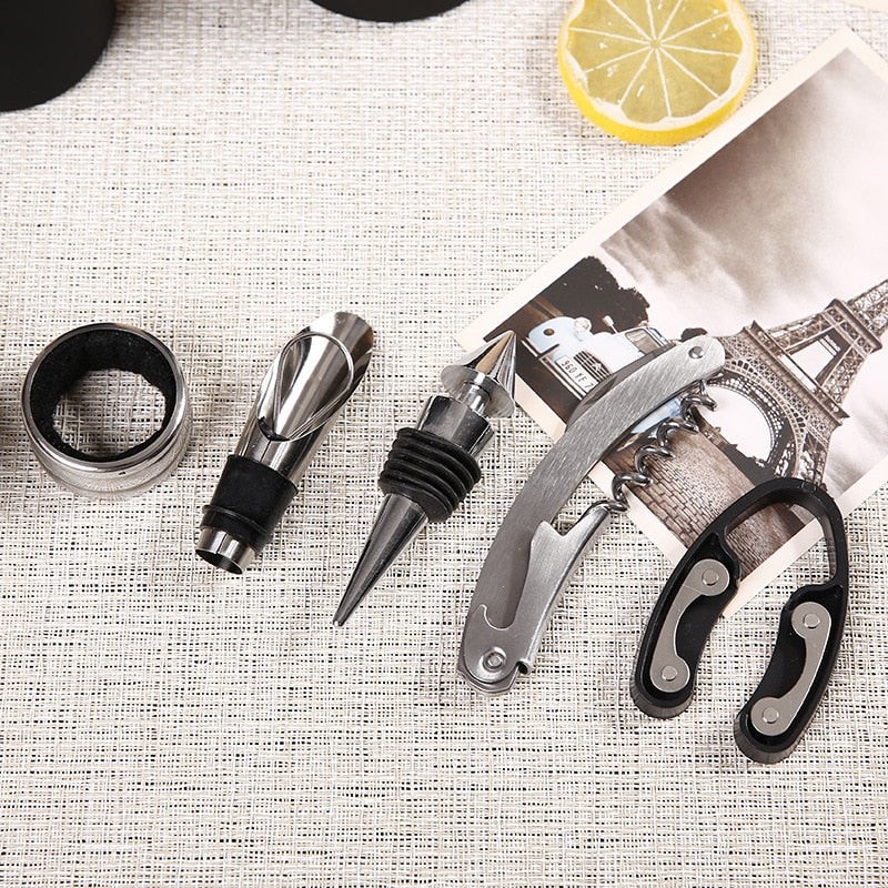 Set cadou 5 in 1 sticlă accesorii vin