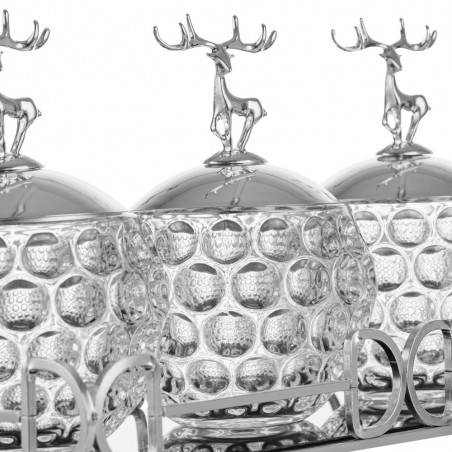 Set cadou 3 recipiente din sticlă și o tavă argint elegantă