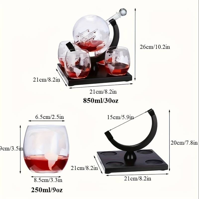 Set cadou bărbaţi Sticlă Decantor Glob cu 4 pahare