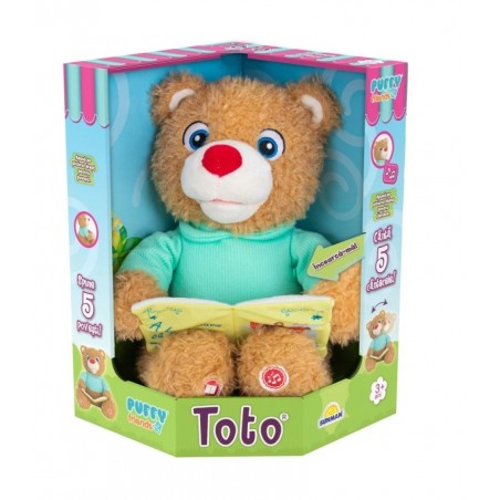 Jucarie de plus interactiva Ursuletul Toto Povesteste si canta, Puffy Friends, 30 cm