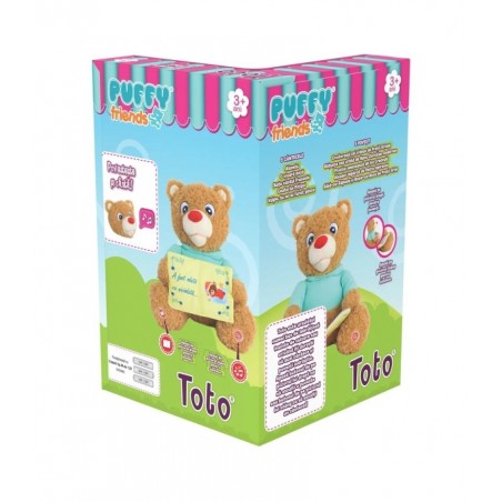 Jucarie de plus interactiva Ursuletul Toto Povesteste si canta, Puffy Friends, 30 cm