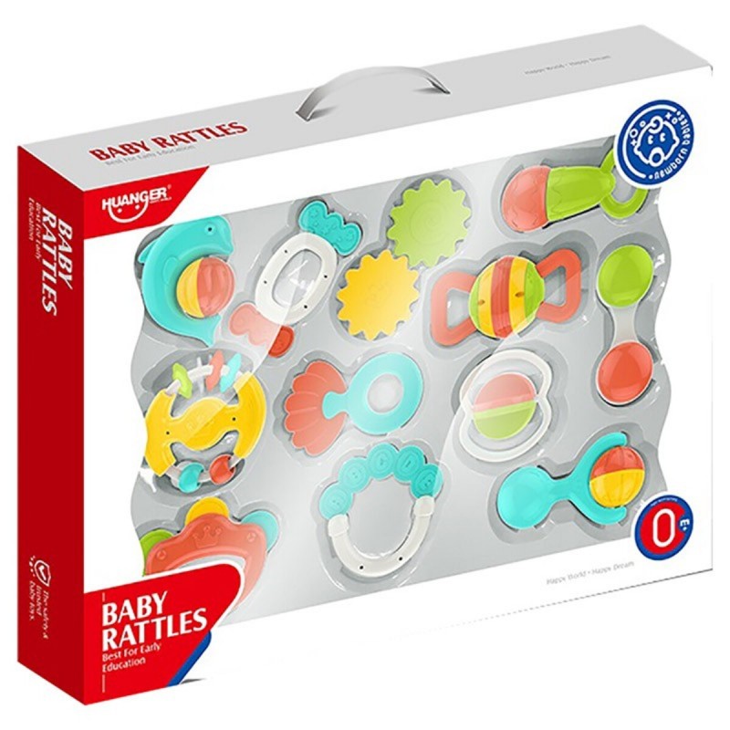 Set 12 zornaitori si jucarii gingivale pentru bebelusi