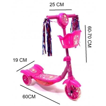Trotineta pentru copii, cu pampoane, ROZ