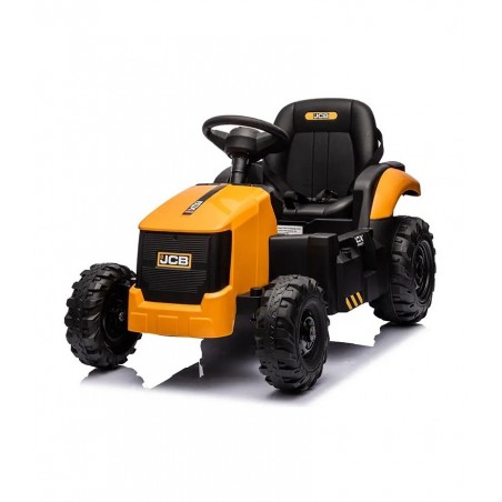 Tractor JCB 12V electric cu telecomanda, suspensie pe arcuri, cu centuri de siguranta, 2 viteze, Baterie 12V, Galben/Negru