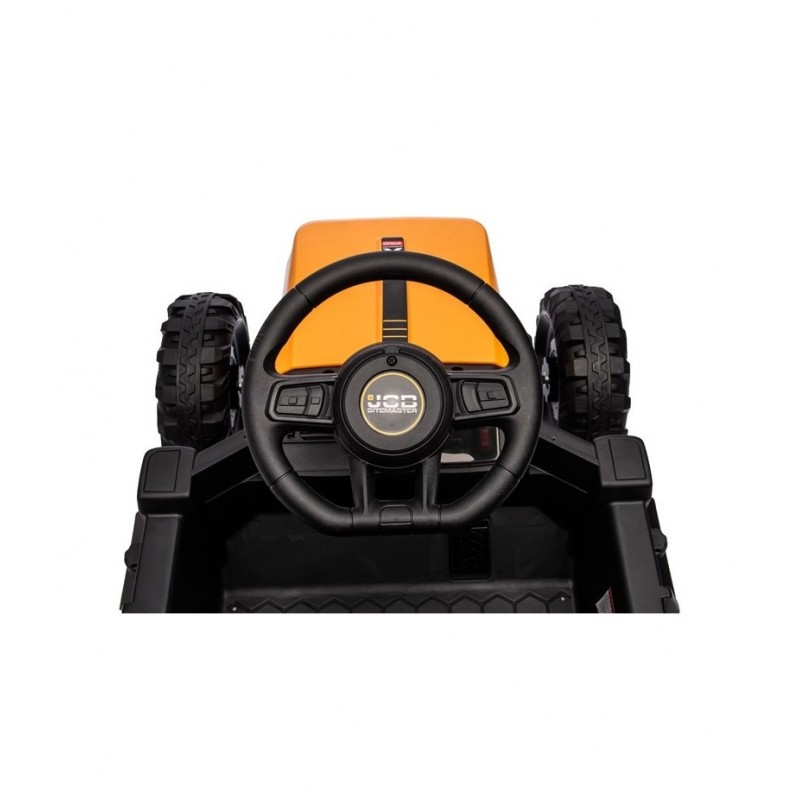 Tractor JCB 12V electric cu telecomanda, suspensie pe arcuri, cu centuri de siguranta, 2 viteze, Baterie 12V, Galben/Negru
