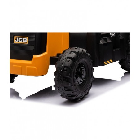 Tractor JCB 12V electric cu telecomanda, suspensie pe arcuri, cu centuri de siguranta, 2 viteze, Baterie 12V, Galben/Negru