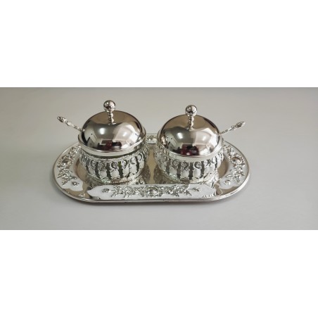 SET 2 ZAHARNITE STICLA SI TAVA ARGINTATA