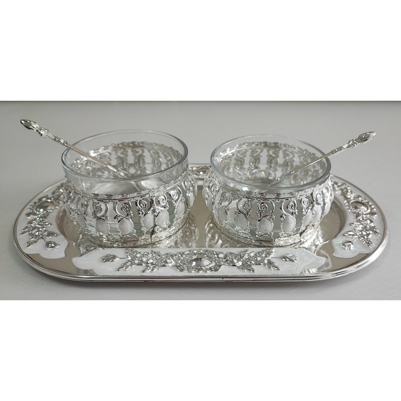 SET 2 ZAHARNITE STICLA SI TAVA ARGINTATA