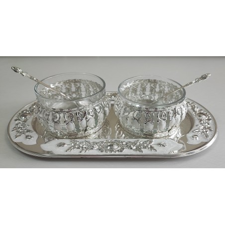 SET 2 ZAHARNITE STICLA SI TAVA ARGINTATA