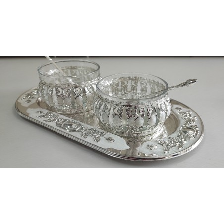 SET 2 ZAHARNITE STICLA SI TAVA ARGINTATA