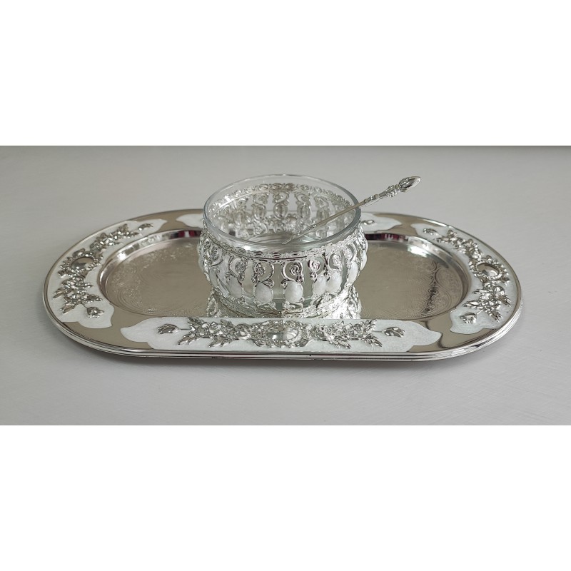 SET 2 ZAHARNITE STICLA SI TAVA ARGINTATA