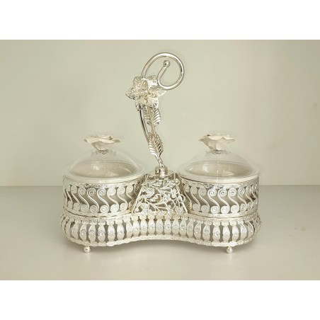 SET 2 BOLURI CERAMICA CU SUPORT ARGINTAT