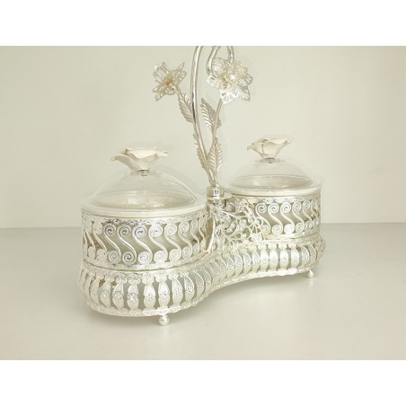 SET 2 BOLURI CERAMICA CU SUPORT ARGINTAT