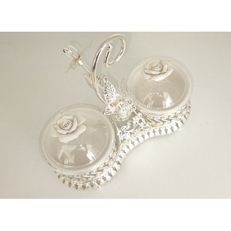 SET 2 BOLURI CERAMICA CU SUPORT ARGINTAT