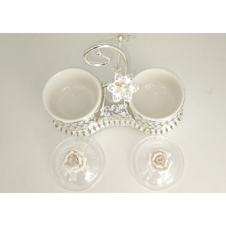 SET 2 BOLURI CERAMICA CU SUPORT ARGINTAT